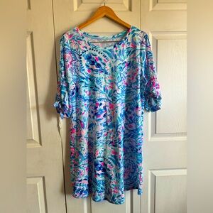 Preston Tie Sleeve Dress in Breakwater Tint Party Wave XL